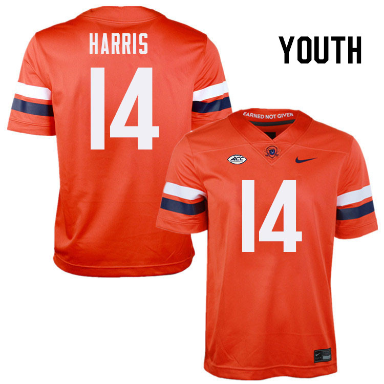 Youth Virginia Cavaliers #14 Trell Harris College Football Jerseys Stitched-Orange